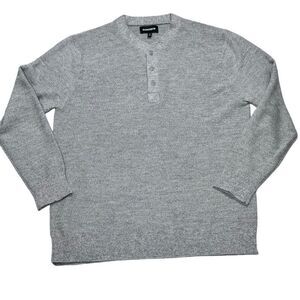 Bonobos Mens Sweater XL Henley V-Neck Long Sleeve Gray Marino Wool Casual Fall